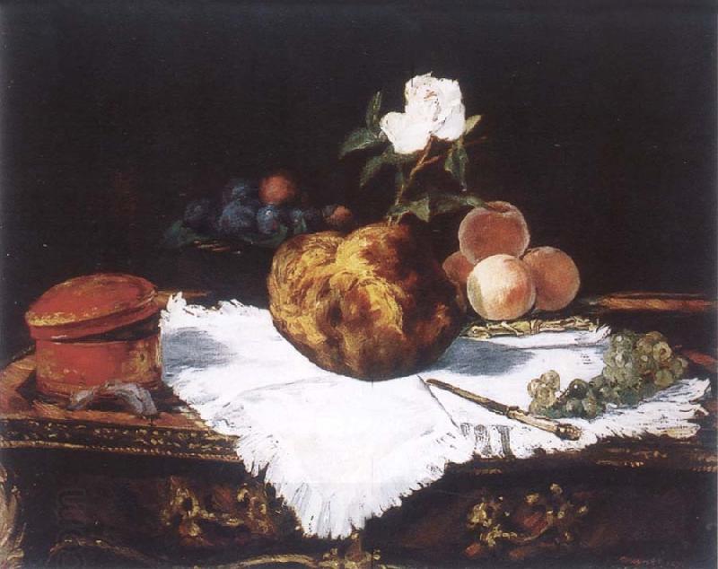 Edouard Manet Brioche with flower and fruits oil painting picture